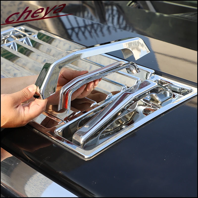 

For Hummer H2 2003-2009 ABS Plastic Bright Light Hood Deck Vent Panel Handle Covers Trim Car Modification Accessories 4 Pcs