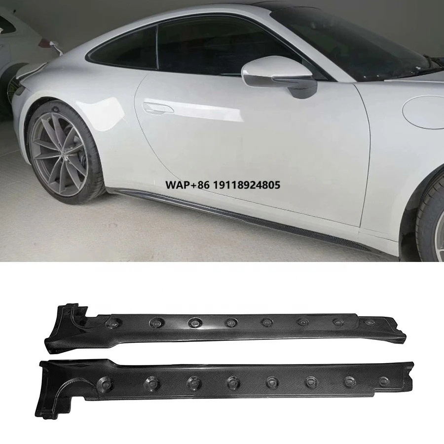 

992 Dry Carbon Fiber Side Skirt for 911 992 2020-2023 Car Side Bumper Lip Extended Spoiler Splitter Bodykit
