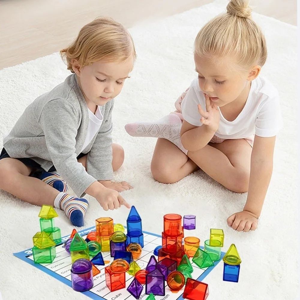 Jouet solide géométrique coloré, formes géométriques, activités préscolaires, jouet d'éducation précoce, outils pédagogiques transparents
