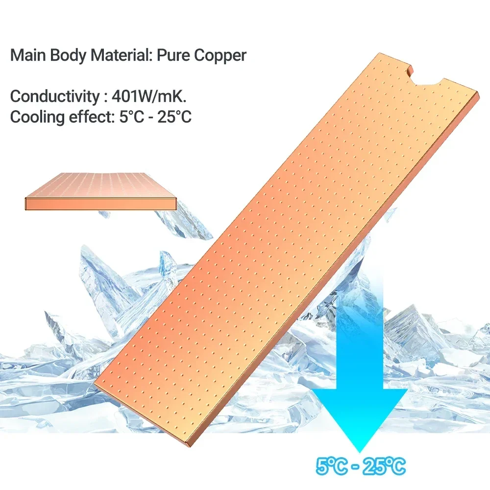 JEYI Copper M.2 Radiator z podkładkami termicznymi Nano, NVMe NGFF Pure Copper SSD Cooler Solid State Disk Radiator do laptopa stacjonarnego