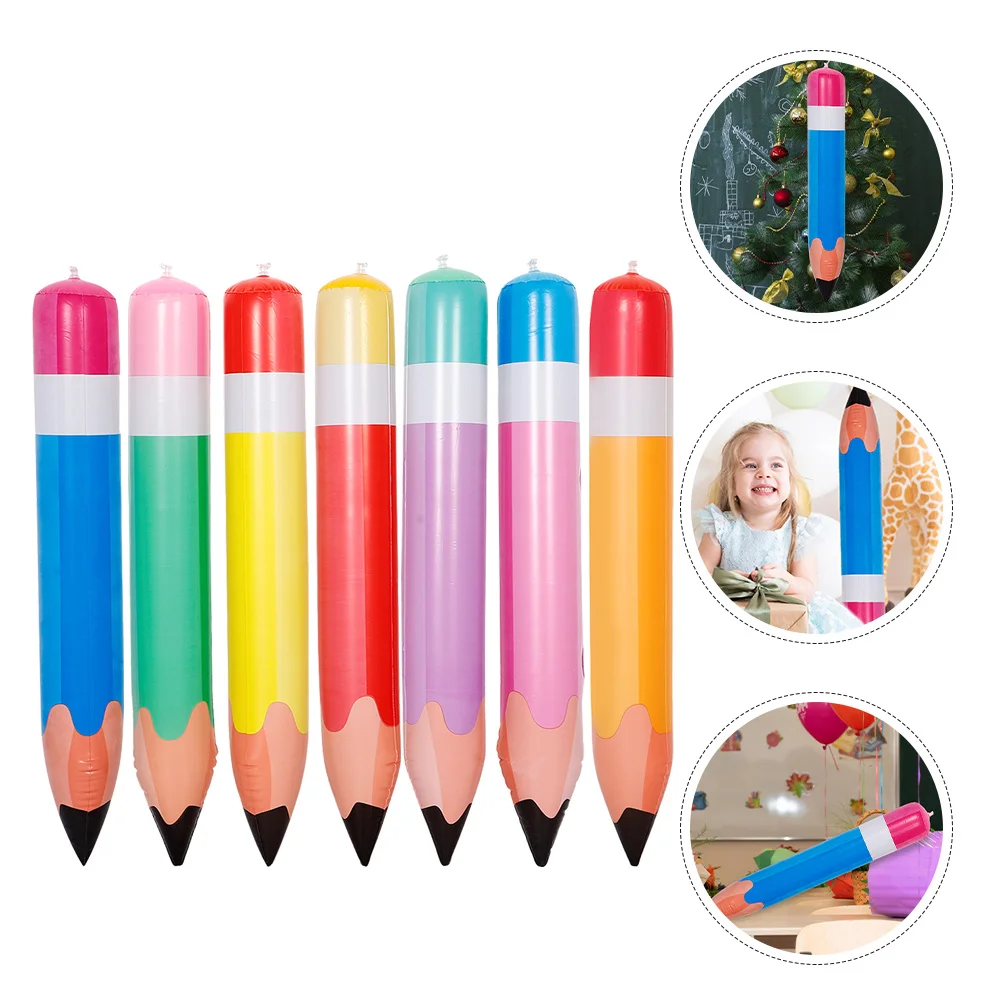 

7Pcs Blow Up Pencils Inflatable PVC Classroom Decorations for Back to School Festive Learning Space Engagement Teaching Aid