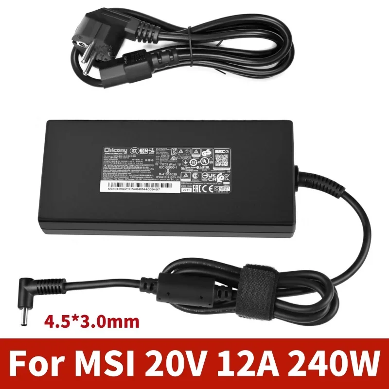 240W 20V 12A Laptop Power Adapter Charger    15 15 A5EFK 15001 GS66 GF66 GF76 GL66 GL76 12U Sword 15 Crosshair 17 15