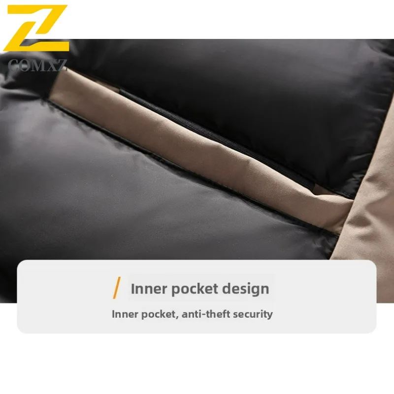 Jaket Bulu Angsa Berkualitas Tinggi COMXZ 2025 Tahan Air Berkerudung Jaket Musim Dingin untuk Perjalanan Serbaguna Kasual Jaket Berlapis Pakaian Pria