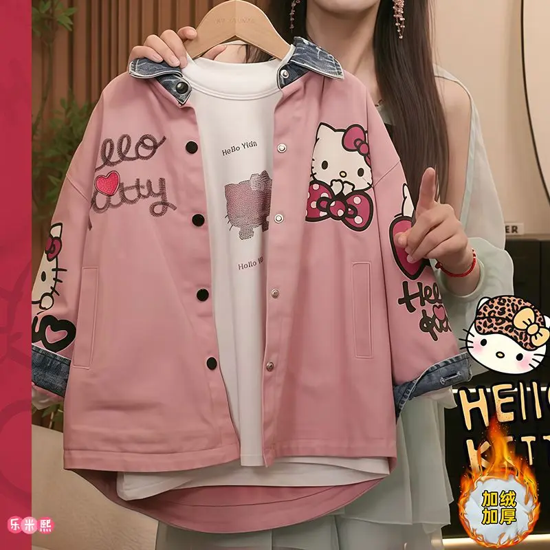 الفتيات الدنيم الكرتون جاكيت من الصوف 2025 جديد الخريف والشتاء الصوف المتكاملة الصوف سميكة Kt الكورية #5
