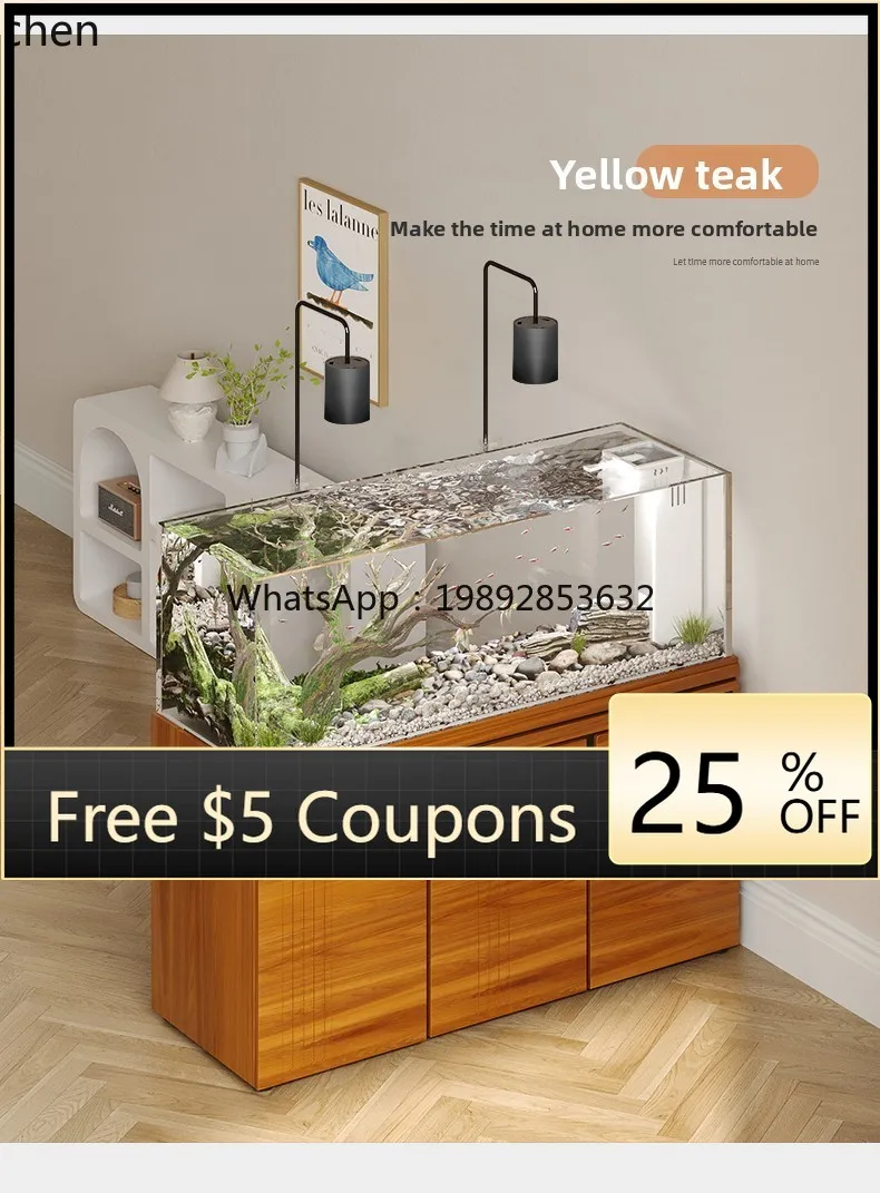 

QZT stream fish tank bottom filter household large native landscaping aquatic plant tank glass ecological aquarium