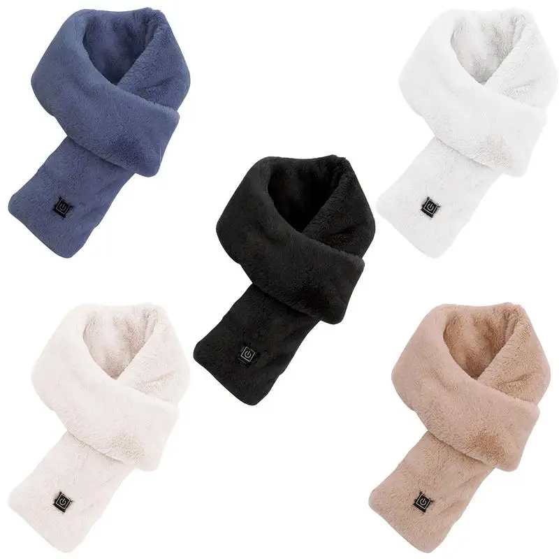 Imitation Rabbit Fur Winter Warm Heating Scarf Usb Rechargeable Cervical Collar Anti-leakage Design Can Be Washed Directly new