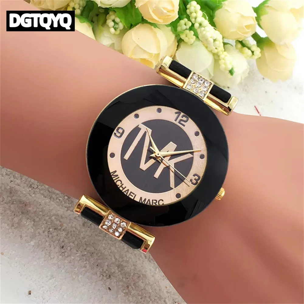 

DGTQYQ Fashion Brand Women's Watch Simple Luxury Rhinestone Watch for Women Quartz Watch Casual Silicone Strap Ladies Clock #55