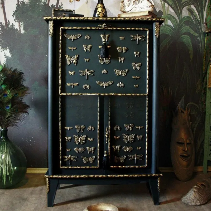 Retro solid wood porch cabinet living room locker storage cabinet