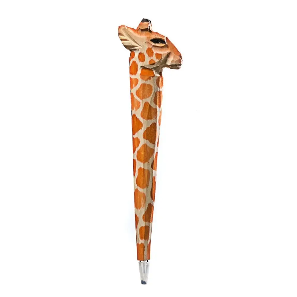 

Writing Smoothly Wood Carving Animal Pen Handcrafts Pen Black Ink Animal Shape Gel Pen Quick-Drying Writing Creative Neutral Pen