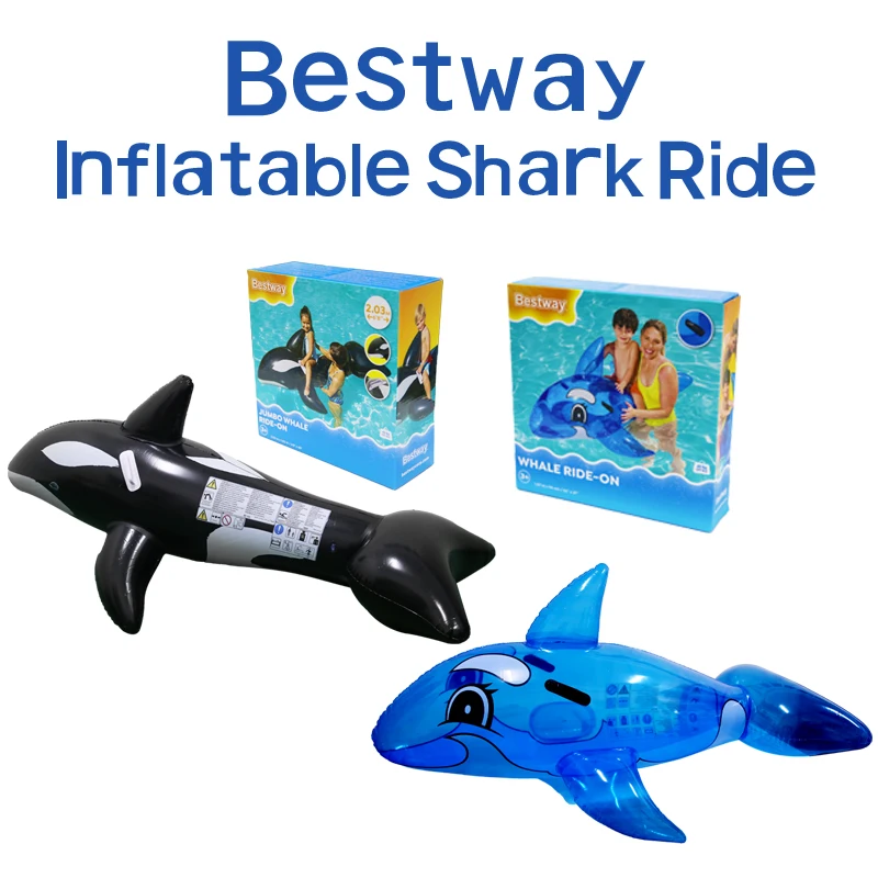 BESTWAY, 1 Uds., flotador de tiburón flotante, juguete para niños y adultos, piscina inflable de agua, ballena, pez, animales, juguetes, accesorios para piscina