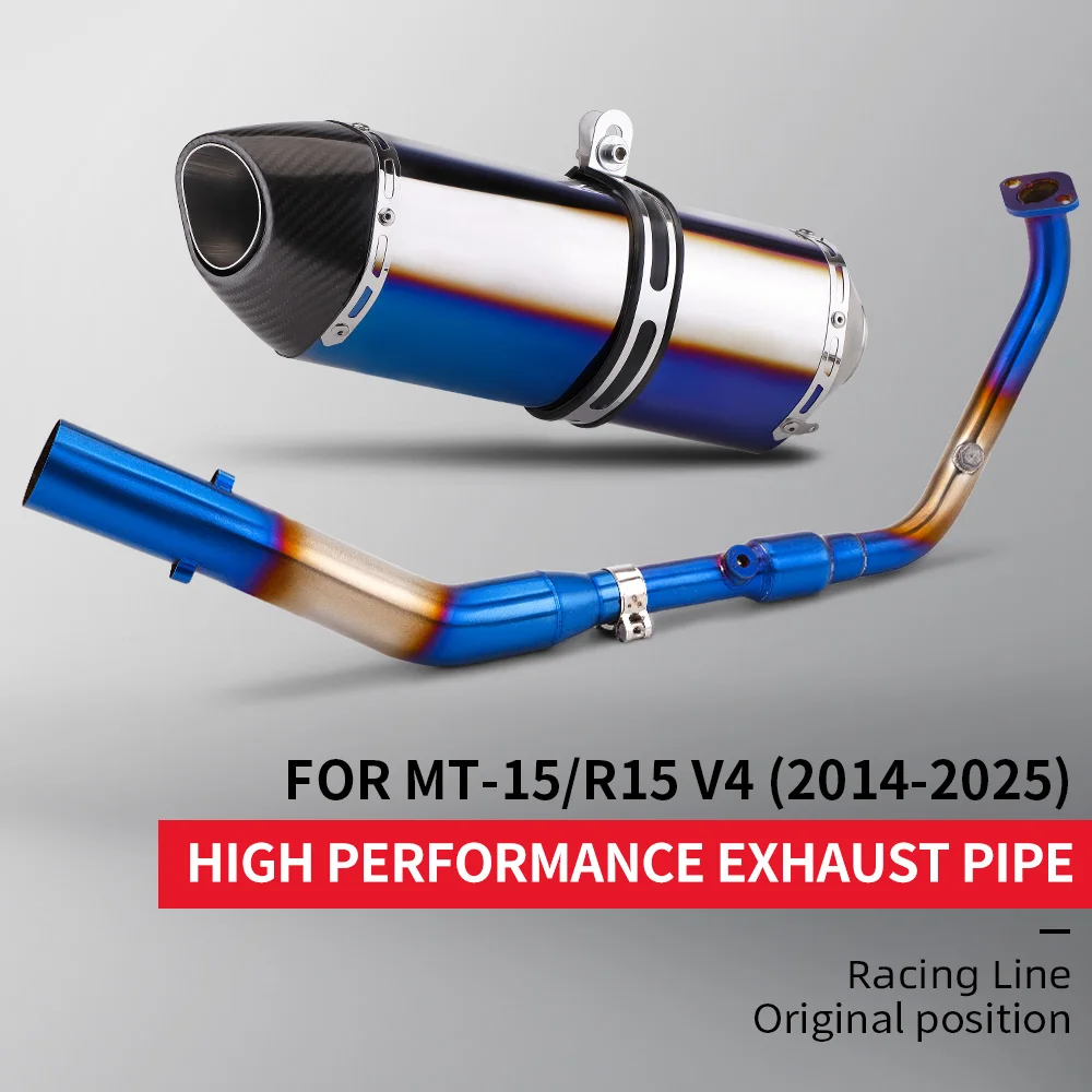 51MM Motorcycle Escape Full System Exhaust Modify Front Link PipeFor R15 MT15 V4 XSR155 XSR125 2014 - 2025