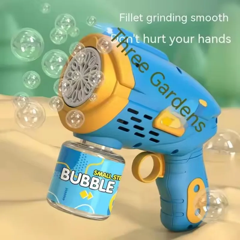 10 Holes Electric Handheld Bubble Machine Geometric Automatic Bubble Gun Rich Bubbles and Lights