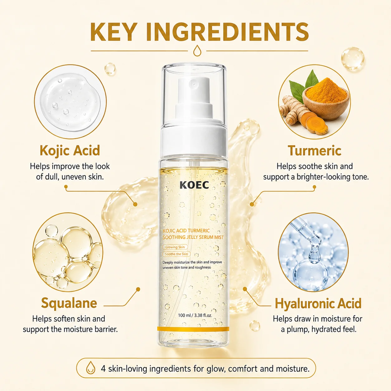 KOEC Kojic Acid & Turmeric Jel - Hyaluronic Acid Serum 评论和价格
