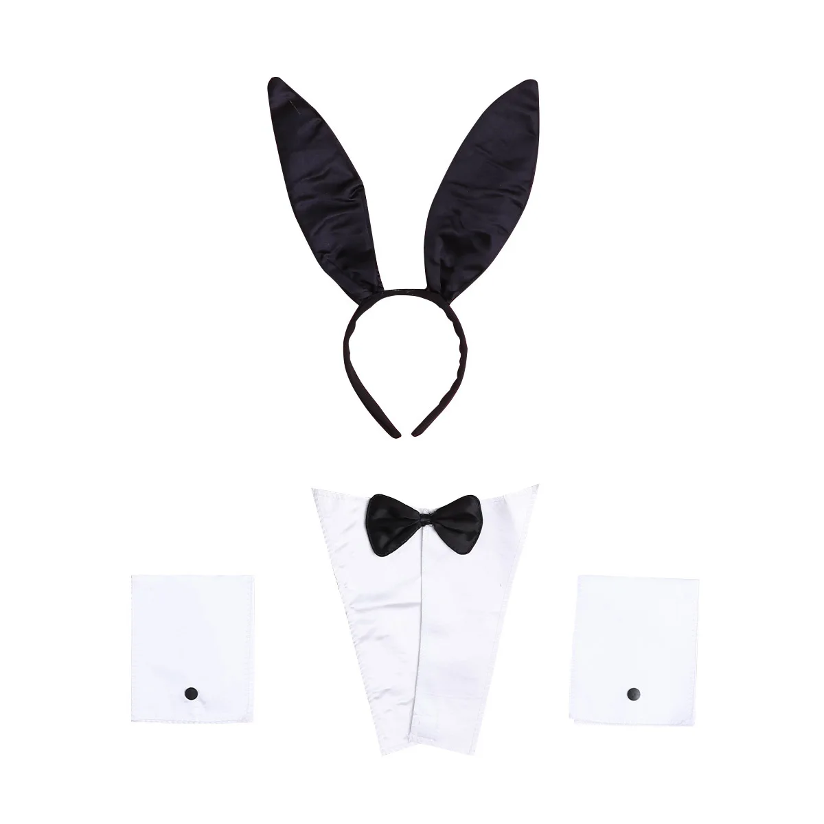 Bunny Costume Kit Soft Fabric Headband Necktie Wristband Set for Party Cosplay Rabbit Costume Kit Bunny Accessory