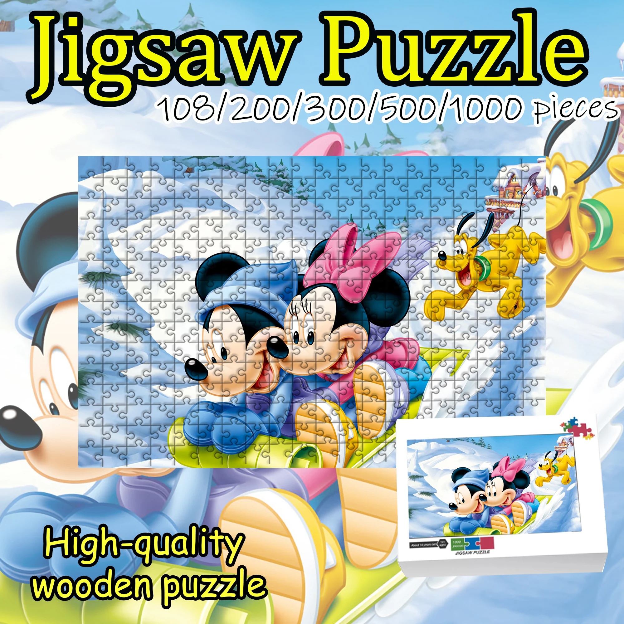 

Mickey Jigsaw Puzzle 108/200/300/500/1000 Pieces Wooden Puzzle High Quality Gift Fun Party Game