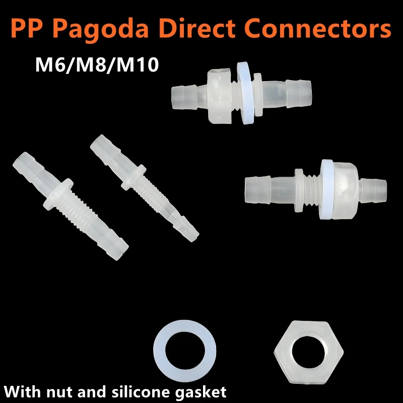 

5 ~ 50 шт. от M6 ~ M10 до 3 ~ 8 мм, ПП, пагода, прямые соединители, аквариум, система орошения сада, шланговые соединения, шестигранная гайка, силиконовая прокладка