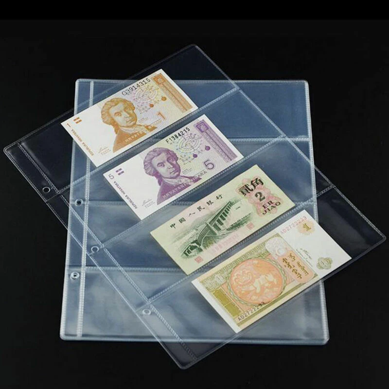 Note Paper Money Page 4 Pockets Banknotes Bill Book Collection Collector Currency Holders Leaf Loose Protector
