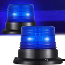 Luz estroboscópica de emergencia para coche, lámpara de baliza de seguridad con Base magnética, color azul, 24 LED, 12V/24V