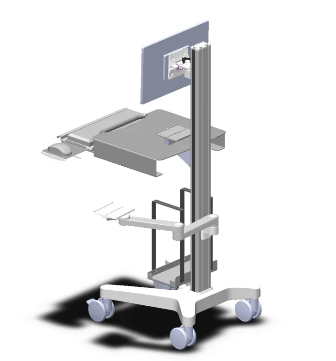 trolley with drawer hospital medical trolley cart all in one workstation with arm