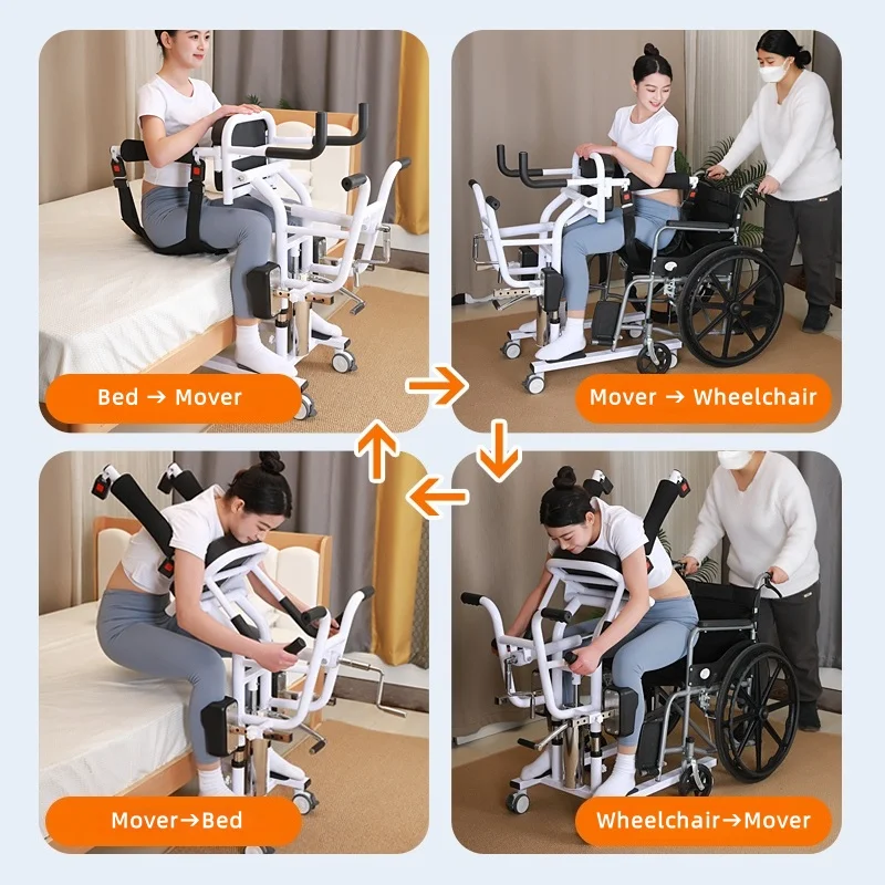 Multi-functional auxiliary displacement machine for bedridden elderly people to get up and care with electric lifting machine