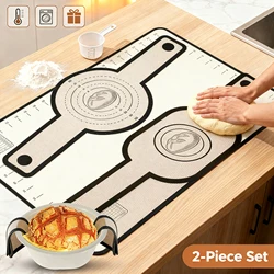 2Pcs Silicone Bread Mat Long Handle Heat Resistant Baking Bread Sling Sourdough Baking Mats for Dough Pastry Cookie Kitchen Tool