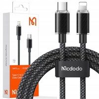 MCDODO CABLE CHARGER USB-C LIGHTNING FOR IPHONE 11 12 13 14 PRO 1M BLACK