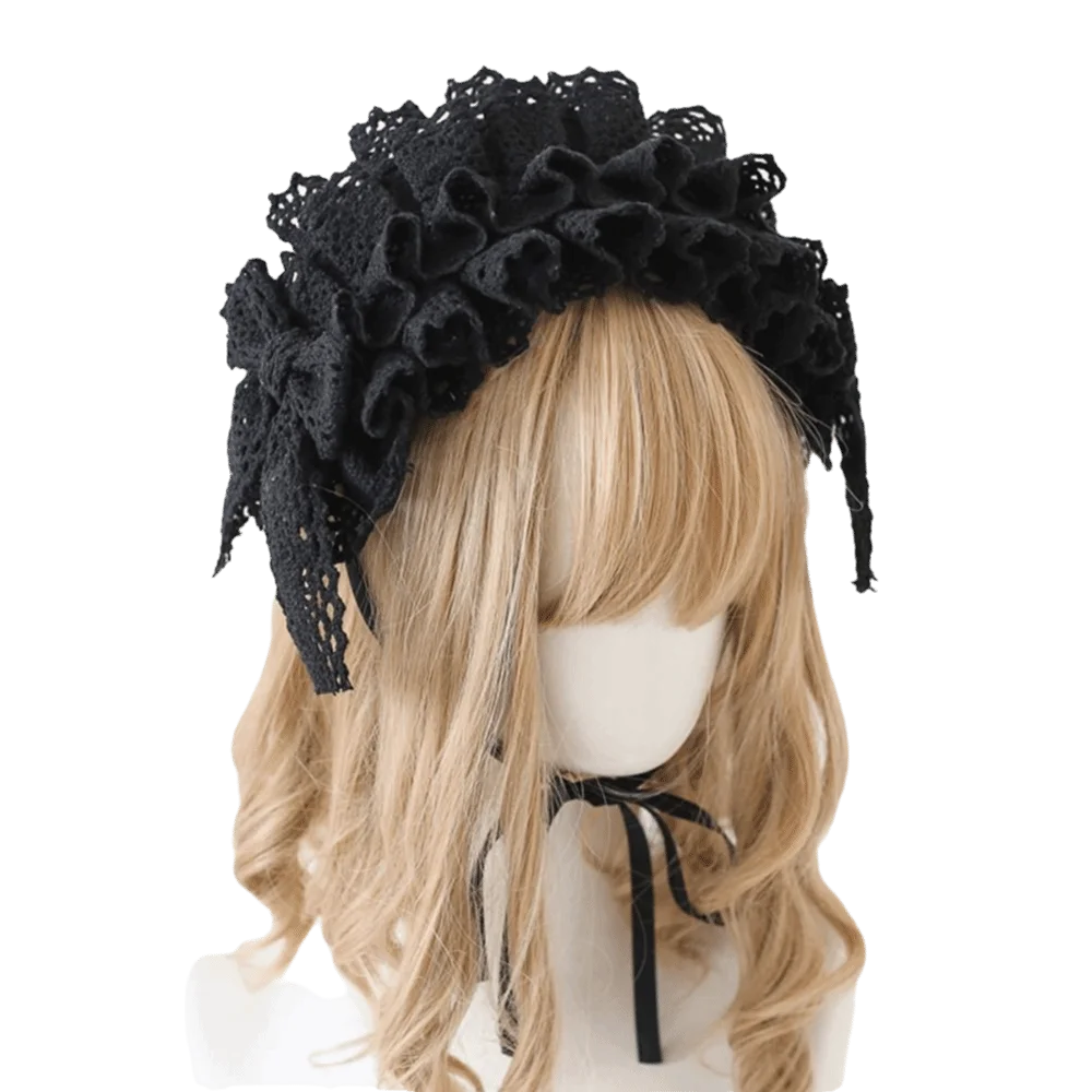 

Harajuku Style Lace Bow Lolita Headband Handmade Lace Sweet Bow Lace Headband Embroidery Design Bow Hairband Cosplay Events