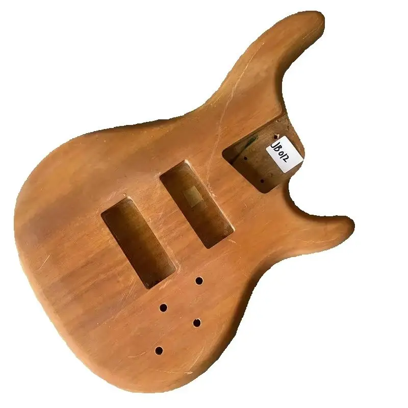 JB012 Custom Order Solid Redwood 5 String Electric Guitar Bass Body Right Hand HH Active Pickups DIY Parts Paint Scratches