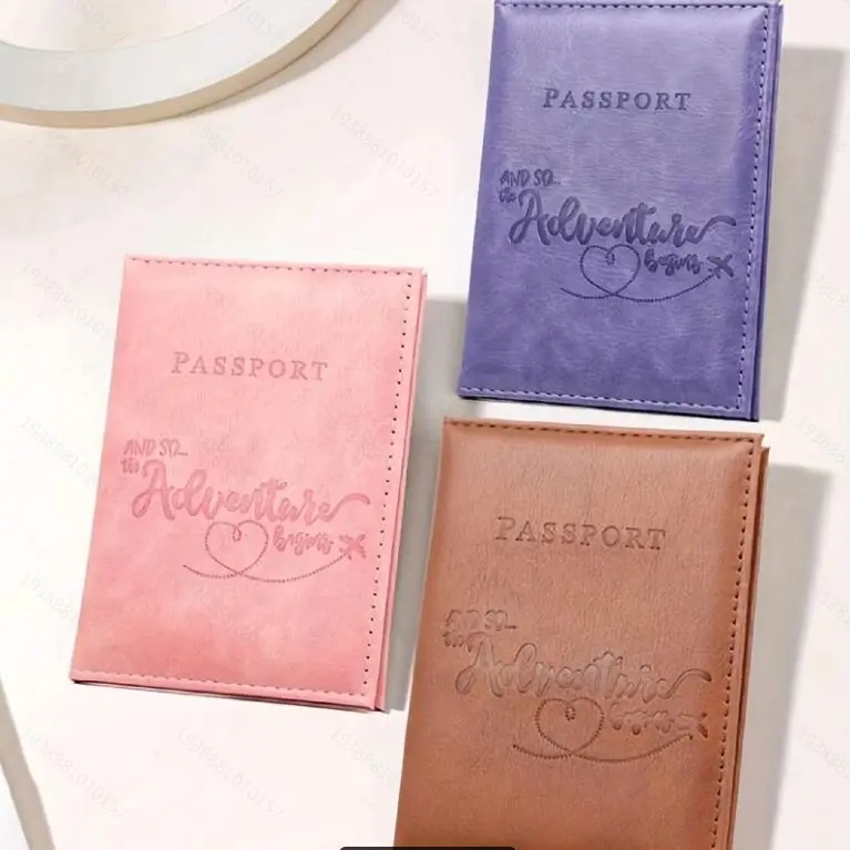 Color Change PU Passport Covers Letter Printed Passport Holder Flight Ticket Clip Men Women Passport Wallet Travel Accessories