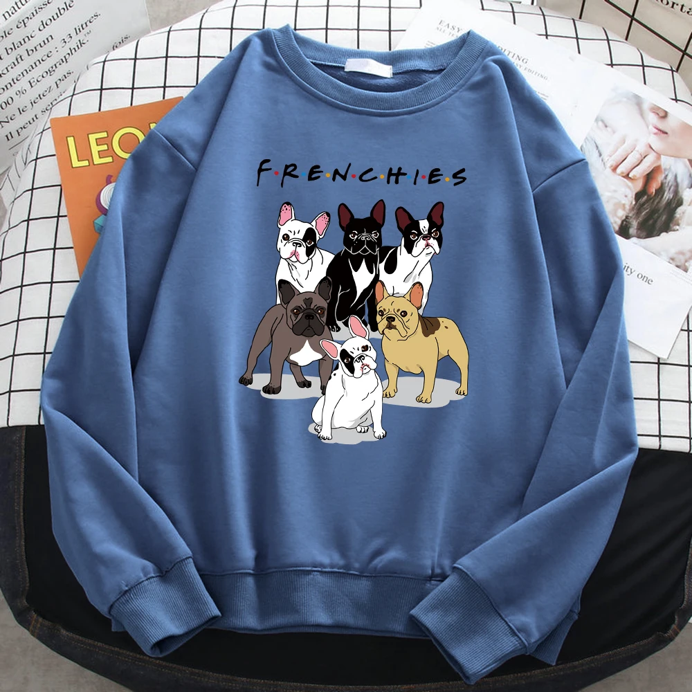 Fashion Street Women Pullover Frenchies Dachshund Pug Print Hoodie Comfortable Fleece Sweatshirt Loose Warm Female Sportswears