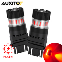 AUXITO 2Pcs T25 LED Red Strobe Flash Brake Light 3157 3166 P27/7W LED Bulb Car Stop Tail Rear Signal Lamp 12V with Projector