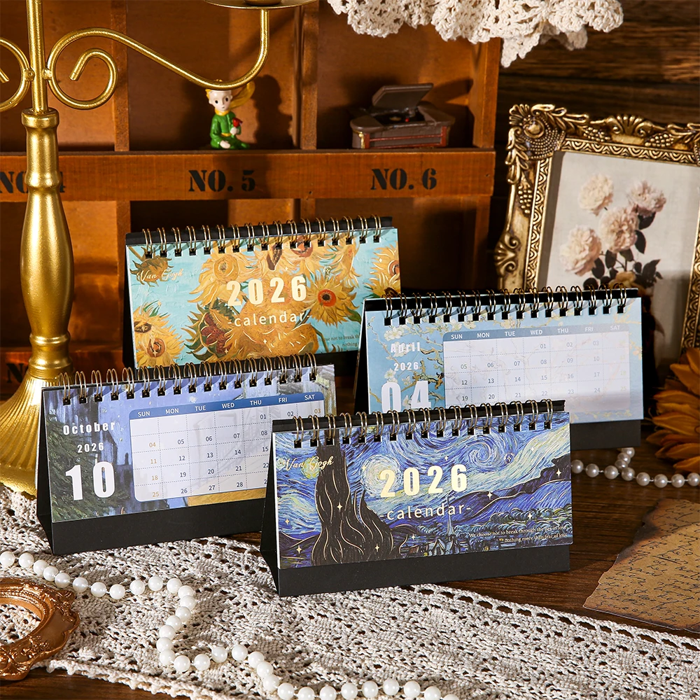 2026 تقويم مكتبي نمط رسم فني عتيق، مخطط شهري مع لوحة مذكرة للمكتب والمنزل والمدرسة والتخطيط والتنظيم #2