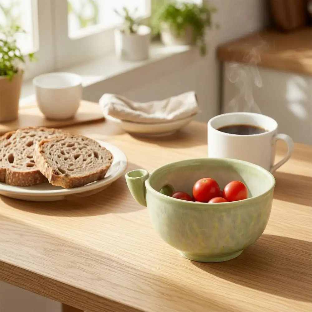 Food Safe Berry Washer Ceramic Colander for Berries Ceramic Berry Washing Bowl with Handle Drain Holes Stoneware Fruit Rinse