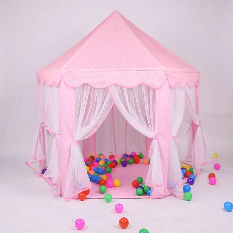 Kids Indoor Tulle Hexagon Tent Baby Decor Playhouse Princess Play Castle Tent Dollhouse