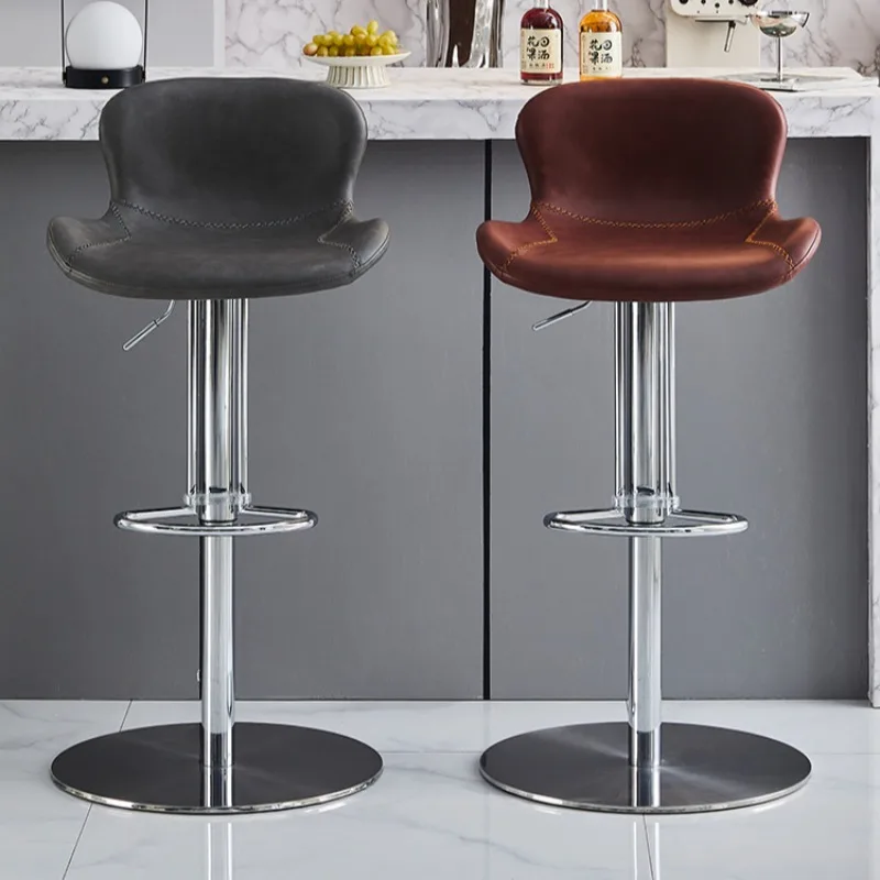 

Retro Midcentury Bar Chairs Stainless Steel Adjustable Height Minimalist Single Bar Stools Relax Adults Sillas De Bar Furniture