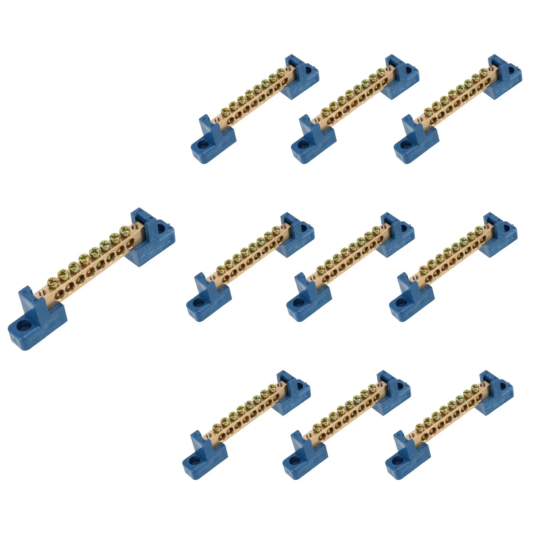 

8 Terminal Bus Bar Terminal Block 10 Pack Brass Wire Screw Terminal for Car Boat Marine Ground Power Distribution