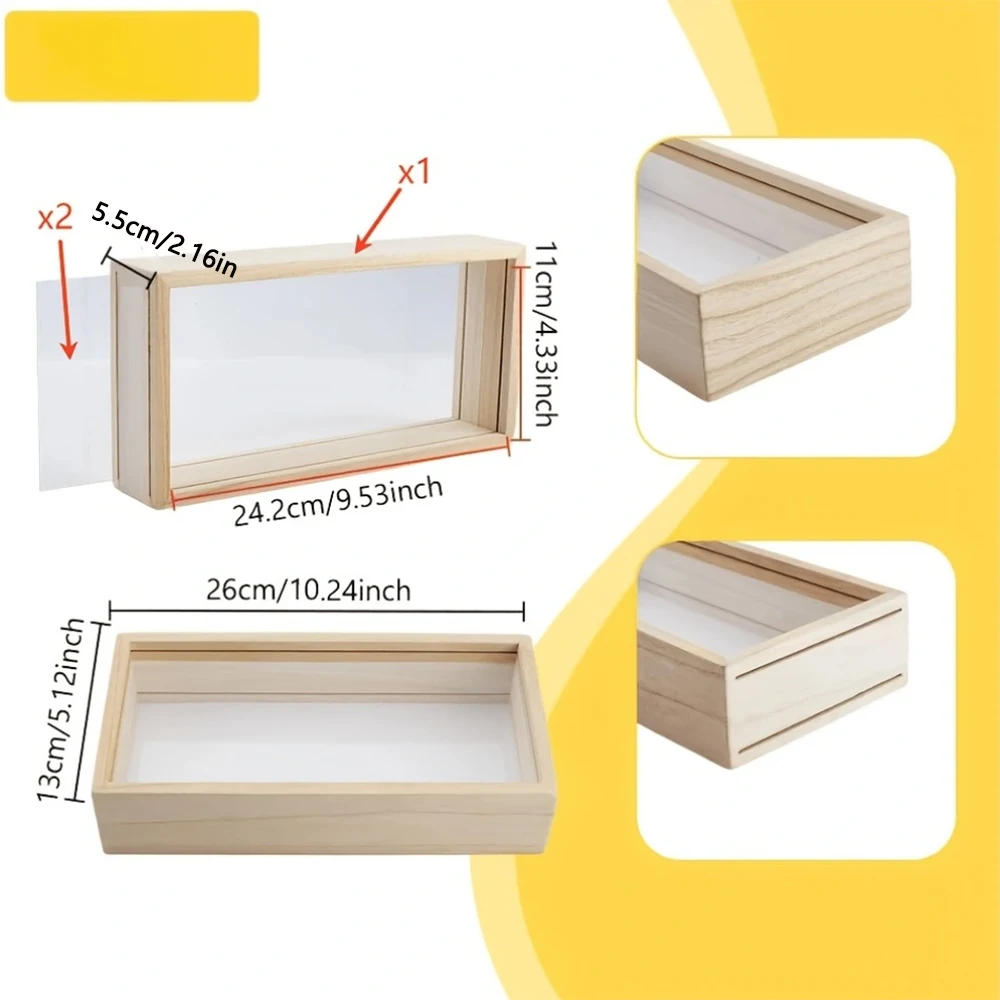 Rectangular Solid Wood Double-sided Acrylic Display Box 3d Hollow Frame With Polished Acrylic Surface, Dust-proof Double H5931