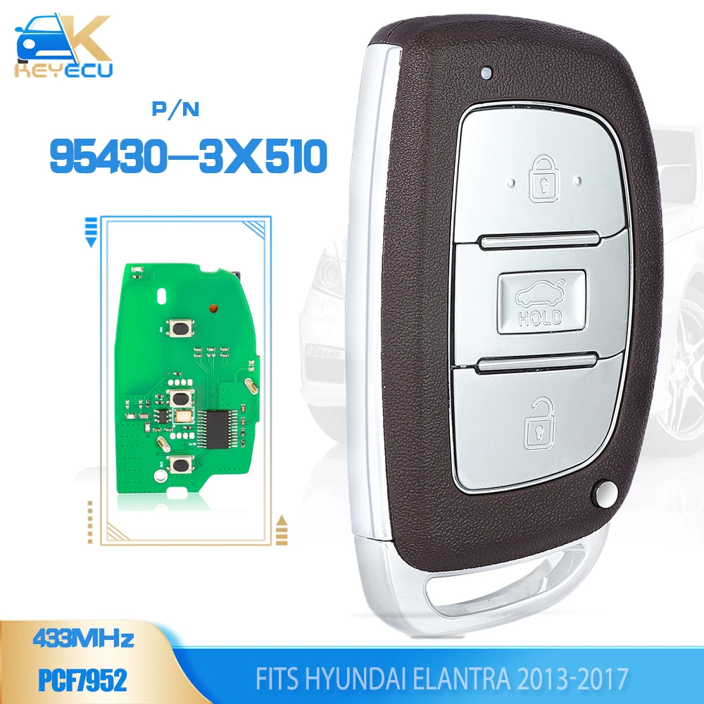 

KEYECU P/N: 95430-3X510 умная Φ 3 Кнопка 433 МГц PCF7952 для Hyundai Elantra 2013 2014 2015 2016