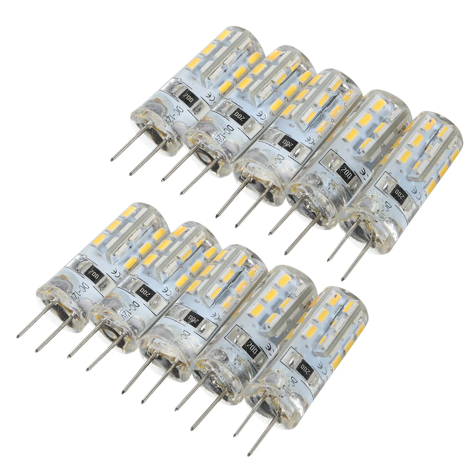 10Pcs Leorx G4 LED Bulb DC12V 2W 24x3014 Smd Warm White 2600K-2900K 100Lm Energy Saving Long Life Easy Install G4 LED Lamp