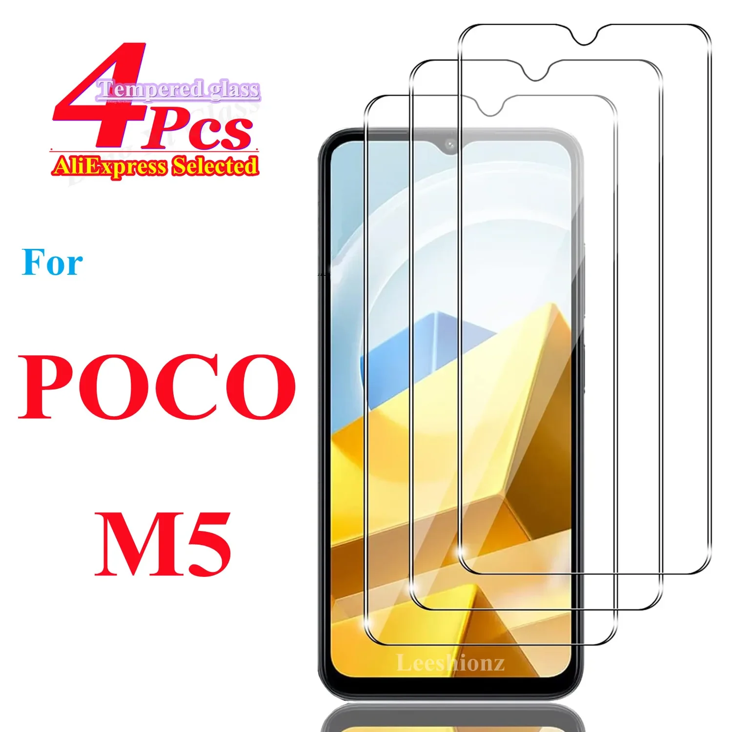 

For Xiaomi Poco M5 tempered glass high-definition explosion-proof screen protector glass film 2/4pieces