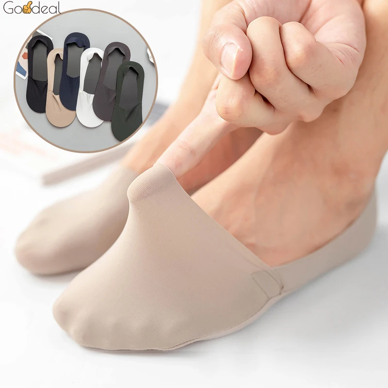 Goodeal  Summer thin Men Boat Non-slip Invisible Silicone Socks  Breathable Silicone Non-slip Male Ankle Sock Slippers