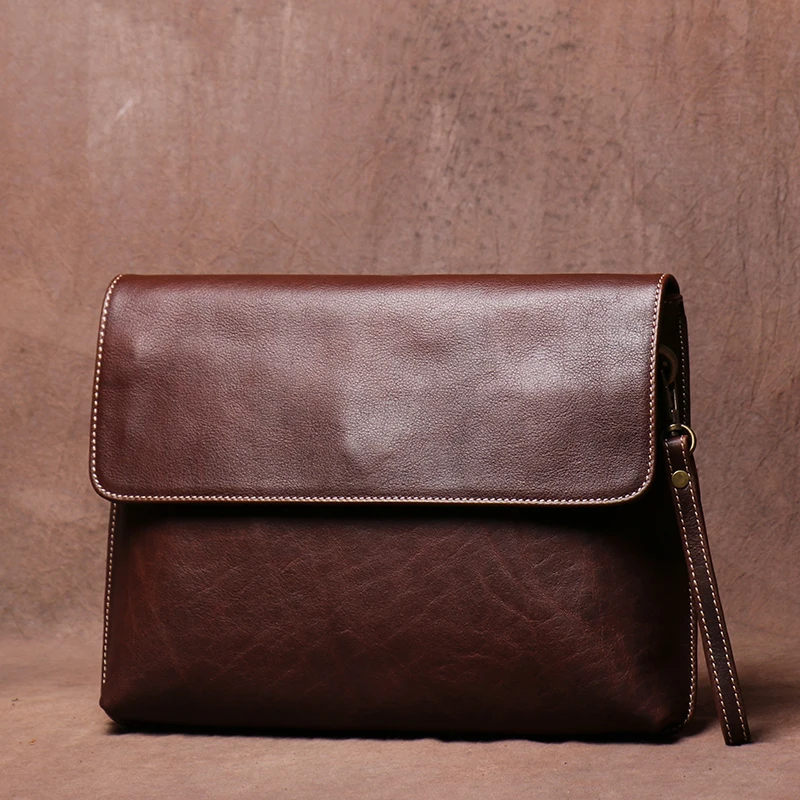 LUOKIR – sac à bandoulière Vintage en cuir véritable pour hommes, sacoche à épaule Simple, décontracté de luxe, pochette à rabat en cuir de vache