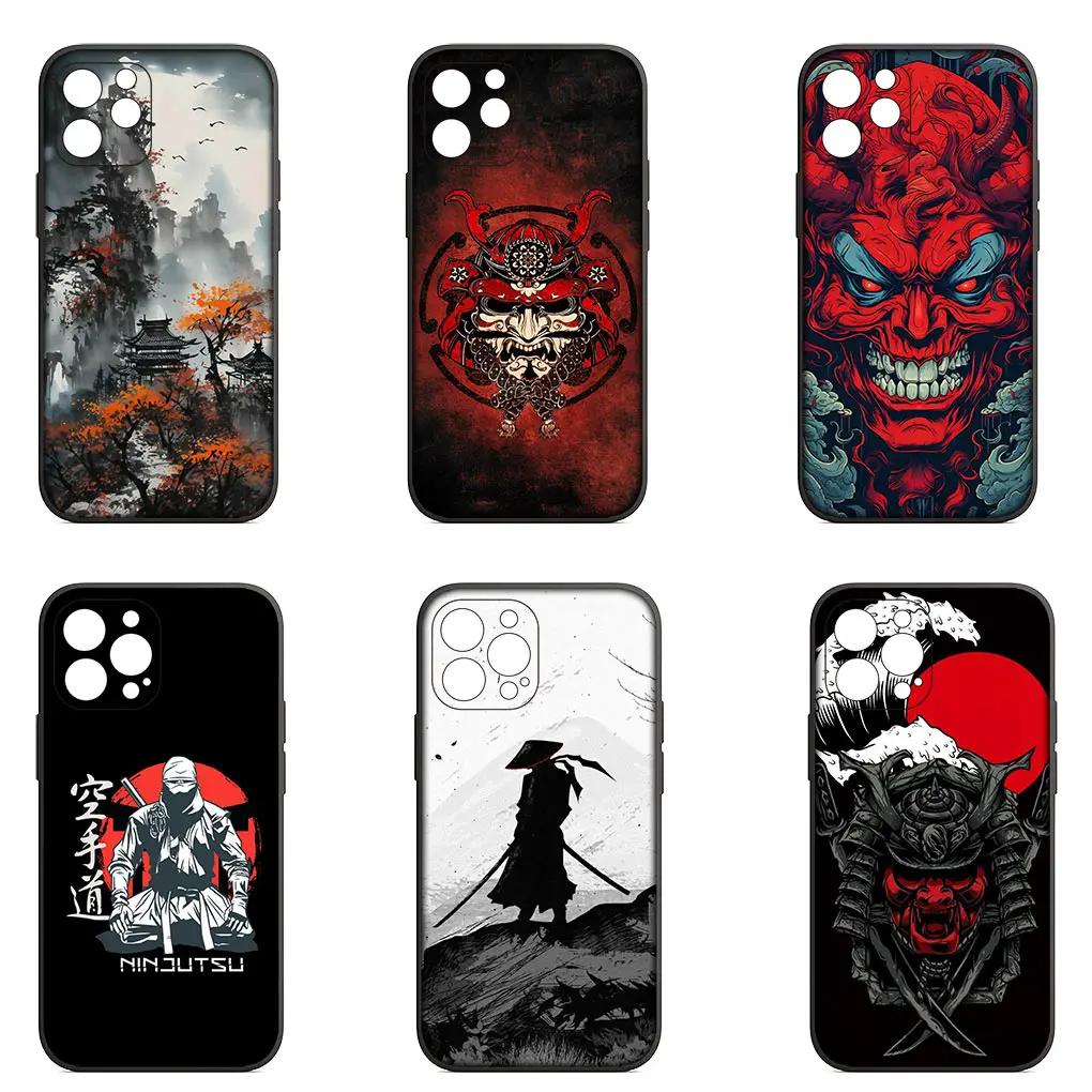 Japan Samurai Skeleton Skull  Ninja Bushido Cover for Apple iPhone 15 14 Plus 13 12 Mini Pro Max XR + 13Pro 14+ 15+ Phone Case