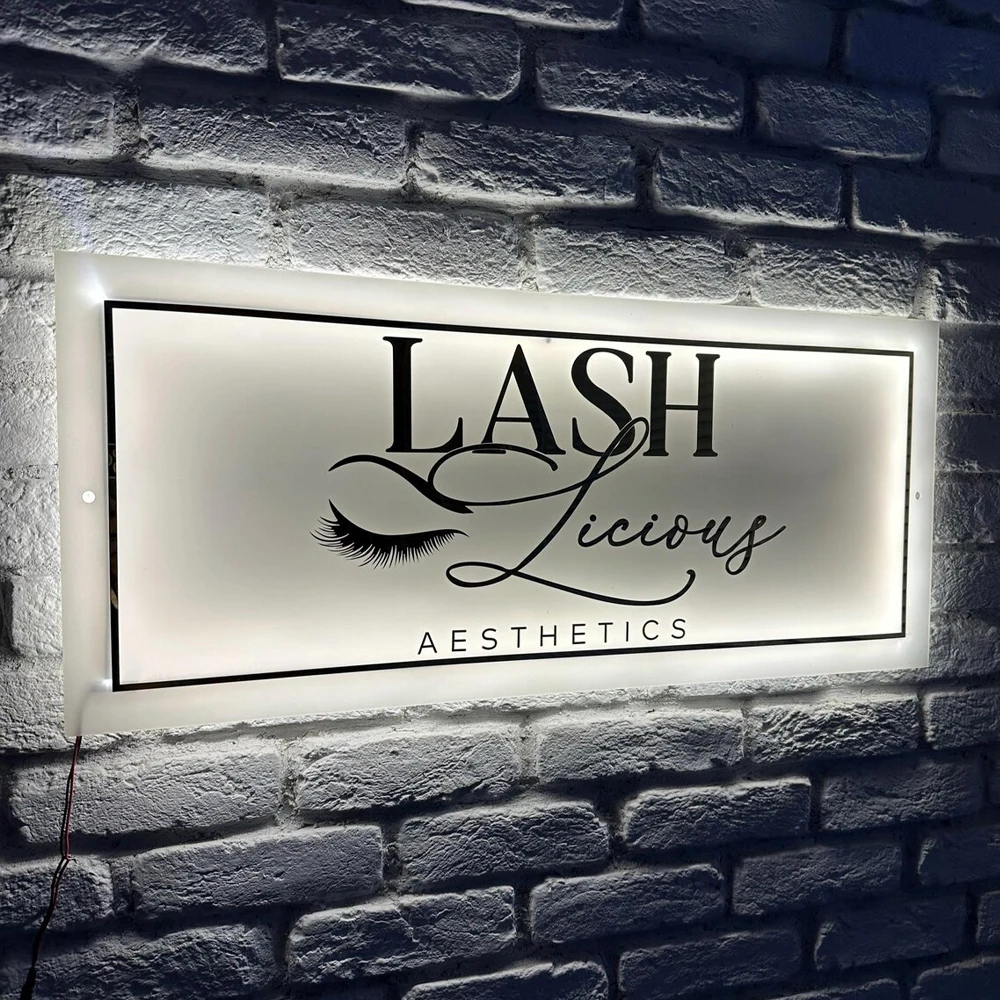 Custom Illuminated Sign Acrylic UV Neon Sign Business Signage for Beauty Salon Nail Hair Studio Company LED Wall Decor Signs