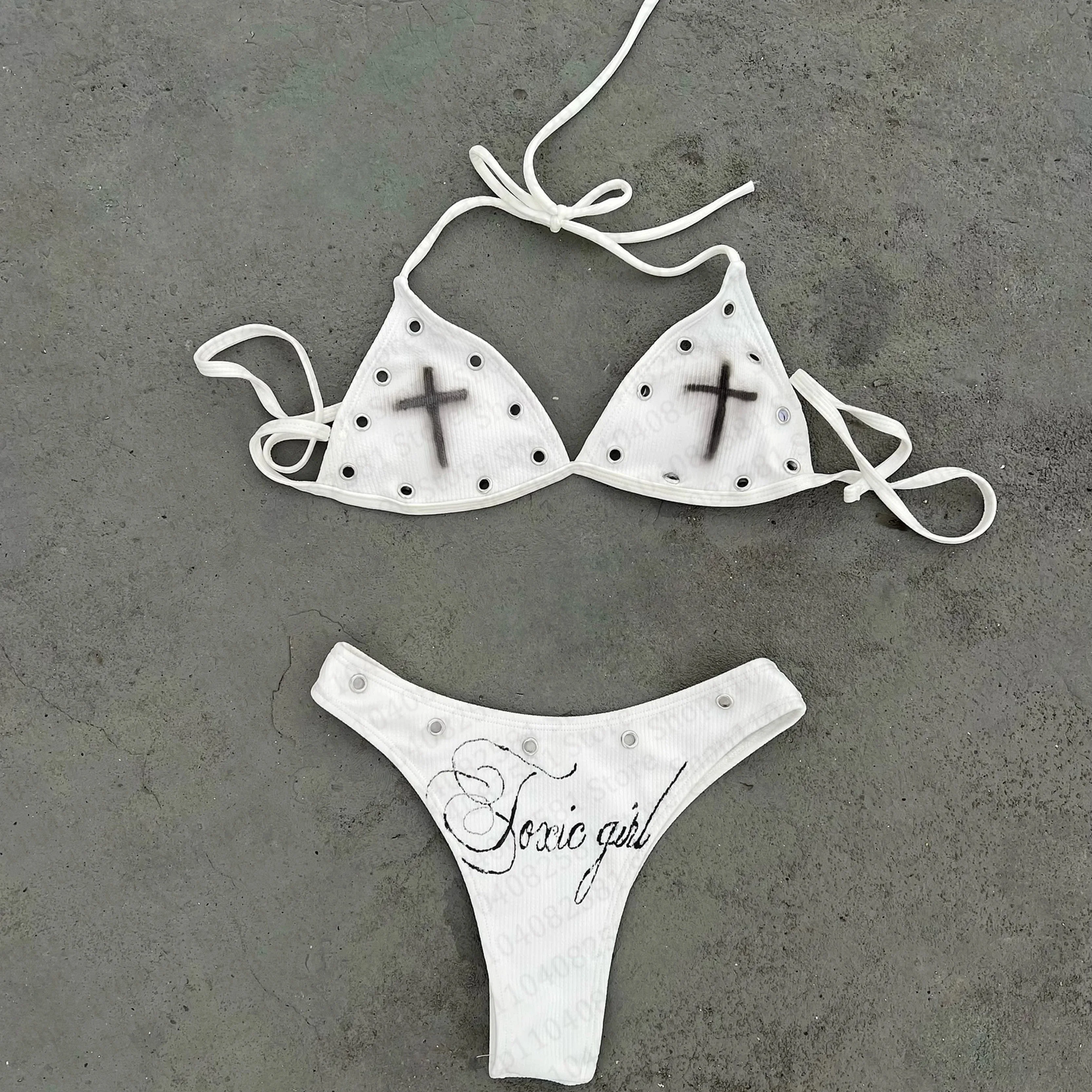 Summer New Y2K Korean Style with Design Sense, Versatile Daily Fashion, Women's Slimming White Bikini