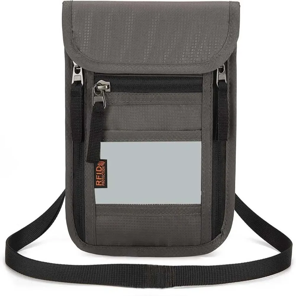 Borsa per passaporto RFID di grande capacità Portamonete anti-perdita Portafoglio da uomo in nylon Borsa per credenziali trasparente traspirante Quotidiano