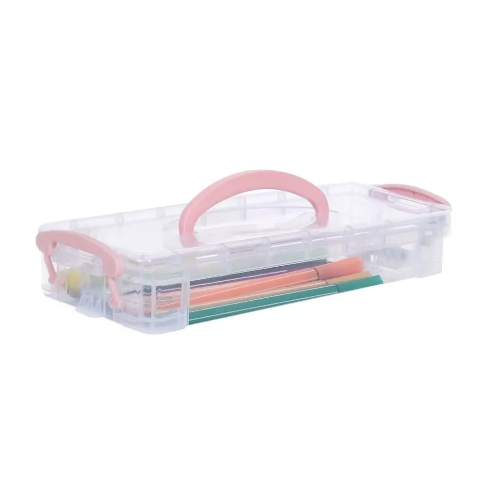 Multi Layer Portable Pencil Case Stackable Detachable Watercolor Pen Case Plastic Material Transparent Design School Supplies