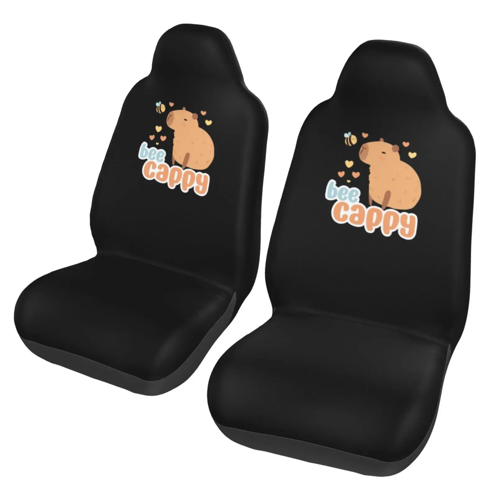 Capybara with A Cute Bee Friends Universal Car Seat Covers Fit Any Car Truck Van SUV Auto Seat Cover Protector 2 Pieces