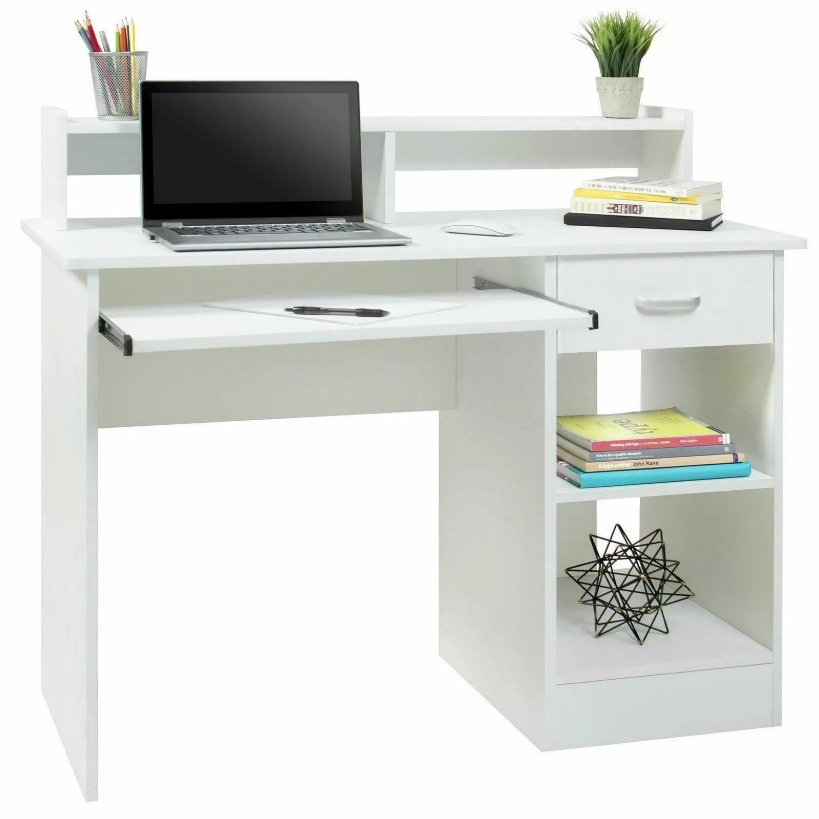 

Computer Desk with Drawer Storage Shelve Home Office Desk Writing PC Workstation United States