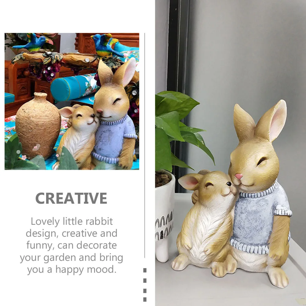

Lawn Ornament Animal Figurines Garden Decoration Outdoor Bunny Statue Indoor Mini Resin Rabbits